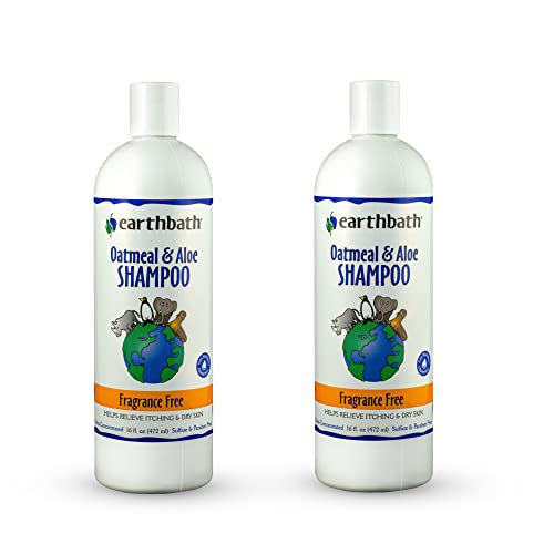earthbath, Oatmeal & Aloe Dog Shampoo - Oatmeal Shampoo for Dogs, Itchy, Dry Skin Relief, Dog Wash, Made in USA, Cruelty Free, Fragrance Free Pet Shampoos, Natural Dog Shampoo - 16 Oz (2 Pack)