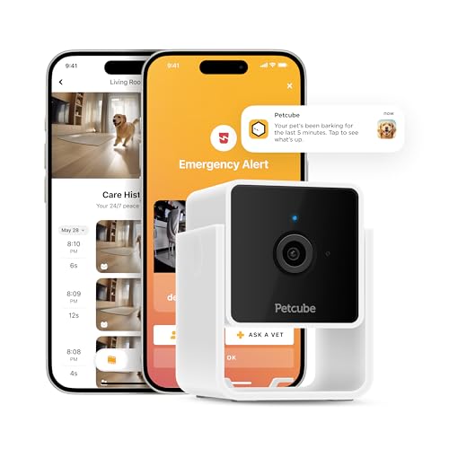 Petcube Cam | Indoor Wi-Fi Pet and Security Camera with Phone App, Pet Monitor with 2-Way Audio and Video, Night Vision, 1080p HD Video and Smart Alerts for Ultimate Home Security