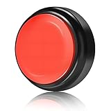 Record Talking Button Easy Button Recording Voice Button Funny OfficeToys Multifunctional Dog Buttons Talk for Communication-Classroom-Friendly Recordable Sound Buttons Buzzer Button(Black+Red