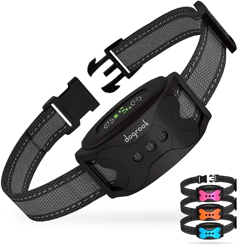 DogRook Rechargeable Dog Bark Collar - No Shock Dog Training Smart Collar - Beep & Vibrating Dog Collar - Anti Bark Collar for Large Dog, Medium & Small Dog - No Shock Bark Collar - 12-110 lbs